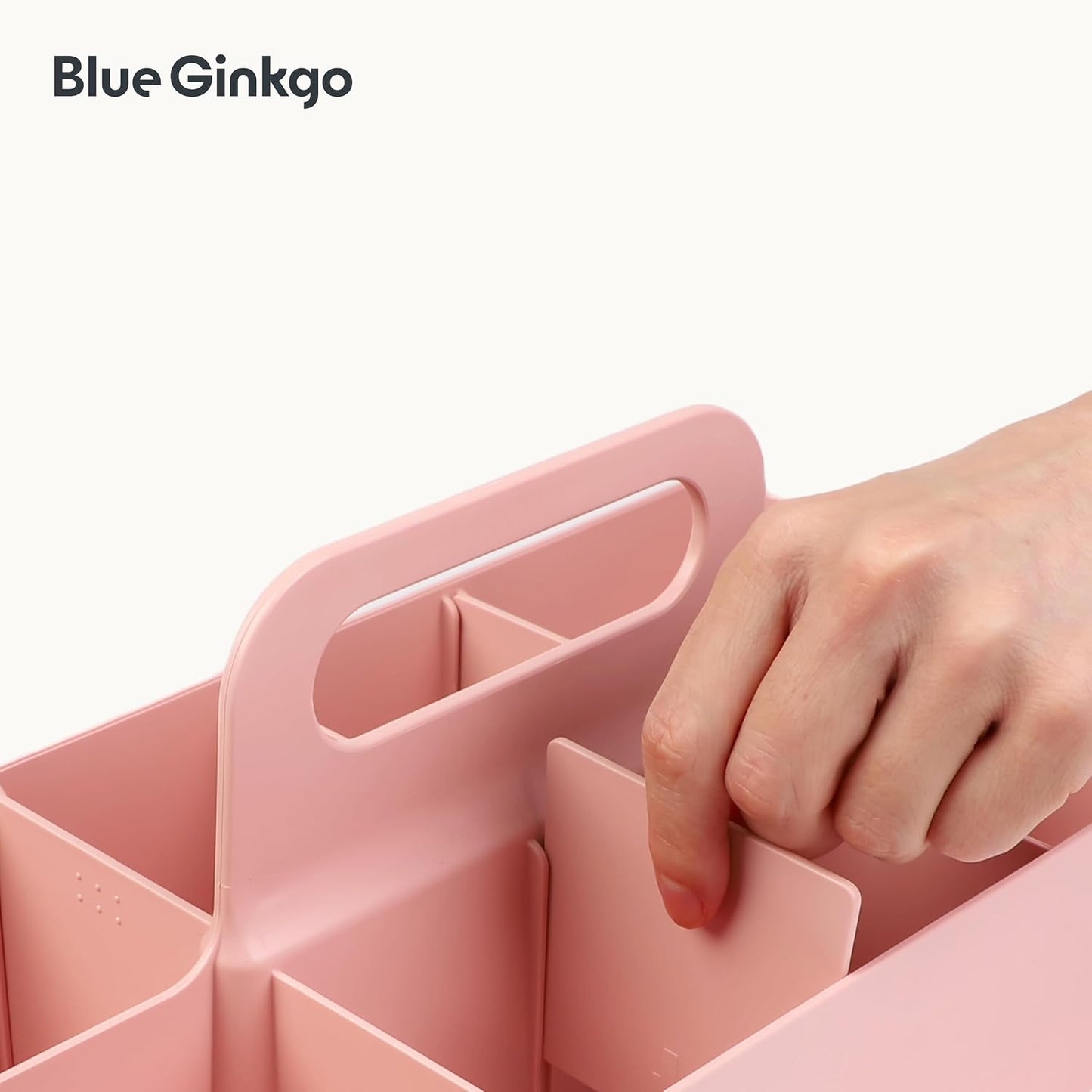 BLUE GINKGO Stackable Organizer Caddy, Rectangle, White, Made in Korea | Portable. Adjustable. Home, Office & School Storage.