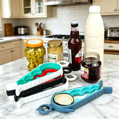 5 in 1 Jar Opener for Weak Hands, Bottle Opener for Seniors with Arthritis | Multi-Purpose Kitchen Tool, Non-Slip Ergonomic Handle, Opens Jars, Bottles & Cans Effortlessly, Ideal for Hand Pain & Seniors