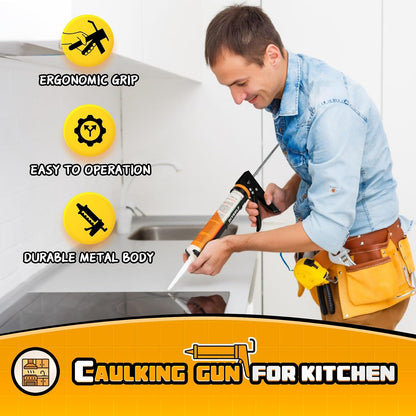 DIYSELF 9 Pack Caulk Gun Kit, Professional Caulking Gun & Remover Tools | Sealant Finishing Tool, Grout Scraper & Silicone Gun for Bathroom, Kitchen, Window, Sink & Tile Sealing, Hand Caulking Gun