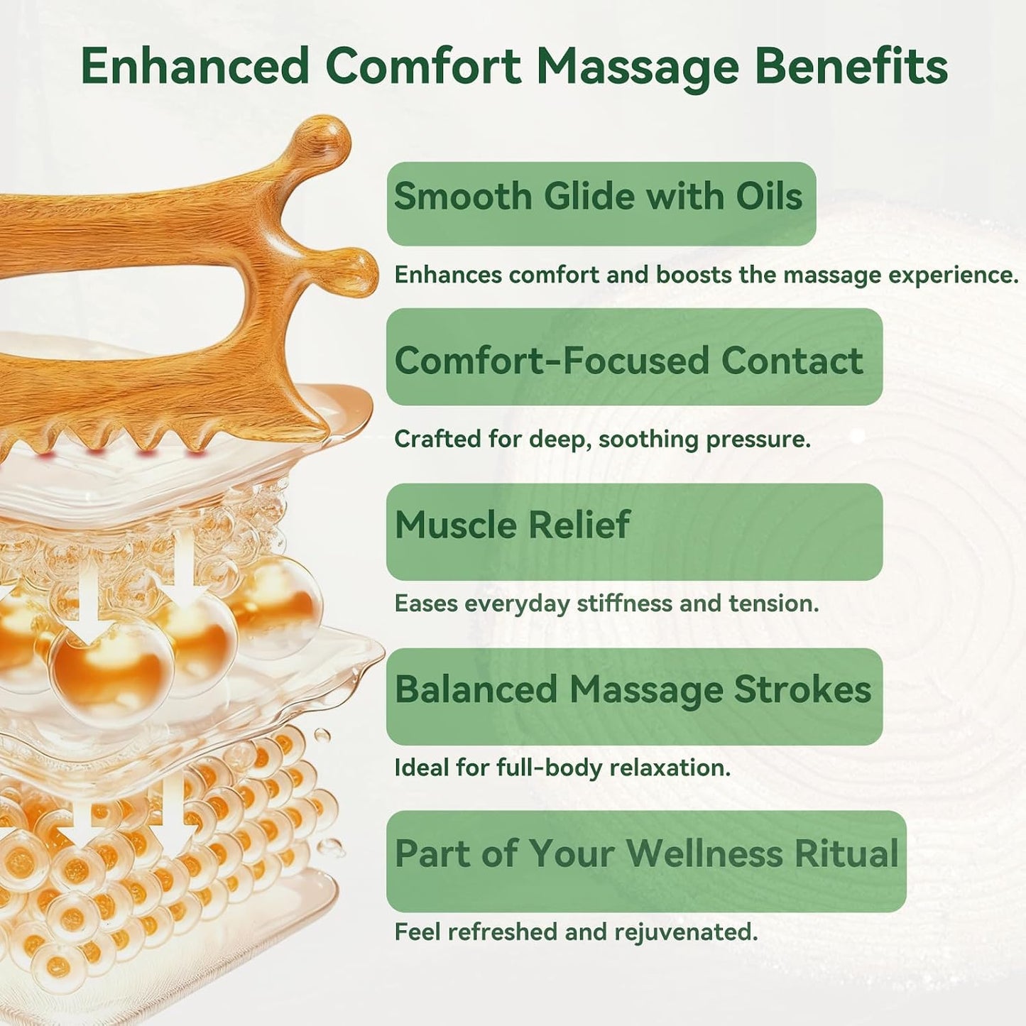 Wood Therapy Massage Tools – Wooden Manual Guasha Tool, Handheld Body & Scalp Massager, Trigger Point Scraper, Reflexology & Lymphatic Drainage Inspired Wooden Massage Tool for Face, Neck, Back & Legs