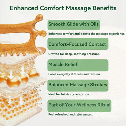 Wood Therapy Massage Tools – Wooden Manual Guasha Tool, Handheld Body & Scalp Massager, Trigger Point Scraper, Reflexology & Lymphatic Drainage Inspired Wooden Massage Tool for Face, Neck, Back & Legs