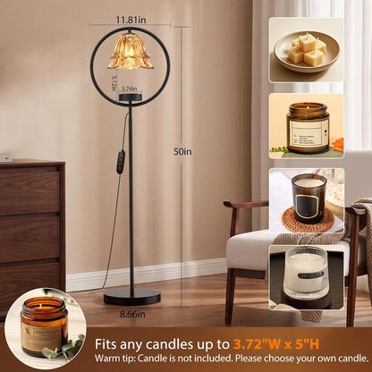 Candle Warmer Lamp with Timer & Dimmer, Black Candle Warmer Light for Jar Candles, Birthday Gifts for Women Mom Her, 50W Candle Floor Lamp for Wax Melt Warmer Modern Room Decor Light for Home(2 Bulbs)