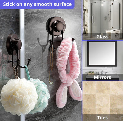 HOME SO Suction Cup Hooks for Shower & Bathroom Towel Holder 1-Pack Chrome | Waterproof Rustproof Multipurpose Organizer Hook for Hanging Loofah Robe Coat Bath Accessories on Tile Glass Door Mirror