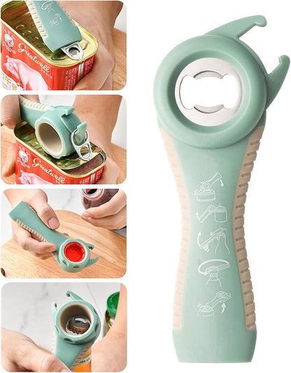 Jar Opener for Seniors with Arthritis,Jar Opener for Weak Hands,5-in-1 Bottle Opener,4-in-1 Can Opener (A-Blue)