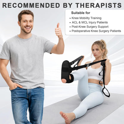 Knee Replacement Recovery Aids, Leg Stretcher Strap Kit | Adjustable Foot Cradle with 0 lb and 5 lb Resistance Bands, Range of Motion Training for Hip and Knee Exercises, Storage Bag