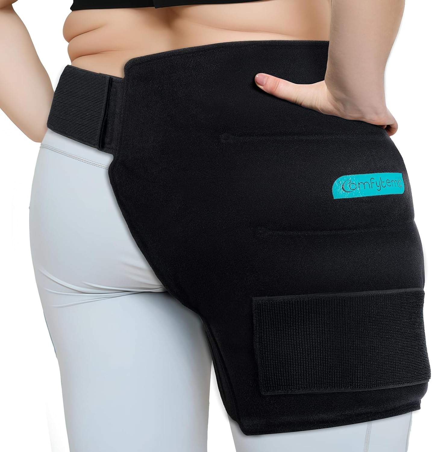 Comfytemp Hip Ice Pack Wrap for Sciatica Pain Relief, Hip Replacement Kit After Surgery, Reusable Gel Ice Pack for Injuries, Hot Cold Compress Recovery Items, Fathers Day Dad Gifts for Men, Blue (S/M)