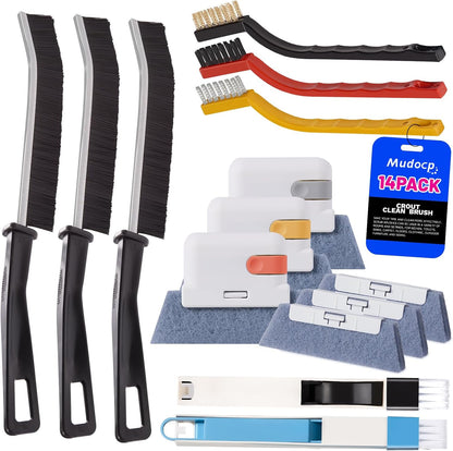 Window Track Cleaner, 14 PCS Crevice Cleaning Brush Kit | For Window Groove, Blinds, Vents, Baseboard, Grout and Shower Door Track Cleaning