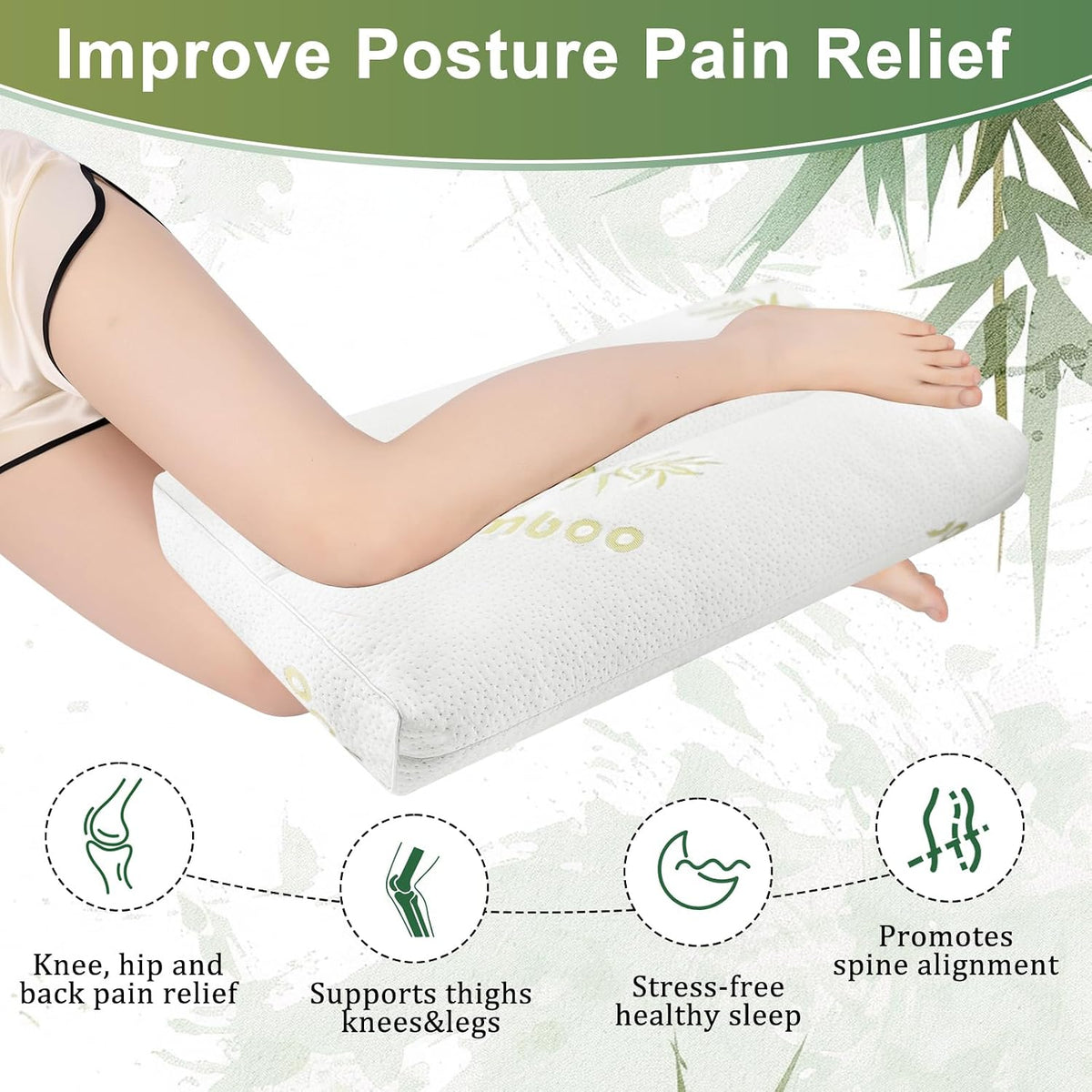 MINUPWELL Knee Pillow for Side Sleepers - Between Leg & Under Knee Pillow for Back Sleepers - Leg Pillow with 850G 7D Alternative for Relieving Leg, Back, and Knee Pain - 100% Cotton Fabric - White