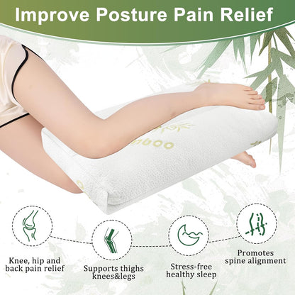 MINUPWELL Knee Pillow for Side Sleepers - Between Leg & Under Knee Pillow for Back Sleepers - Leg Pillow with 850G 7D Alternative for Relieving Leg, Back, and Knee Pain - 100% Cotton Fabric - White