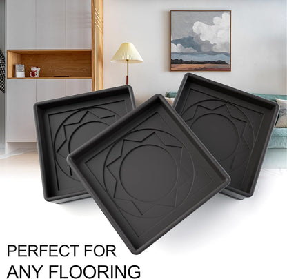 Furniture Coasters 4 Pcs 4” Furniture Caster Cups - Non Slip Furniture Pads Hardwoods Floors - Non Skid Grippers Rubber Furniture Feet Anti Slide Floor Protector for Bed Couch Stoppers Black