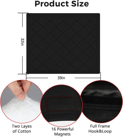 NABOWAN Magnetic Fireplace Cover Easy Install - Indoor Fireplace Blanket to Block Cold Air Reduce Energy Costs, Fireplace Draft Stopper with Full Frame Hook & Loop and Built-in Magnets (32 x 39 Inch)