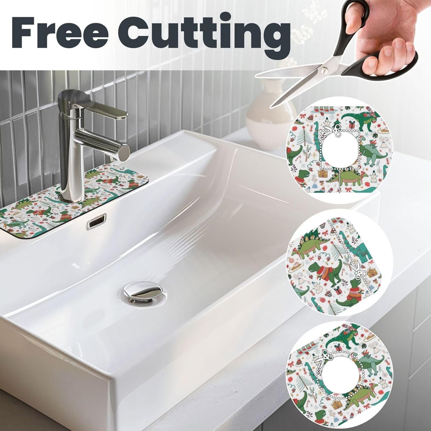 Wildflowers Floral Flower Kitchen Sink Splash Guard Faucet Mat Super Absorbent Fast Drying Mat Sink Gadgets-Fast Drying Pad Sink Mat For Kitchen Bathroom (15" X 5.5" )