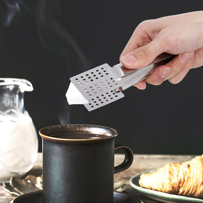 Hemoton Stainless Steel Food Clips 5.5 Inch Tea Bag Tongs for Kitchen Cooking Bbq and Tea Squeezer Utensil