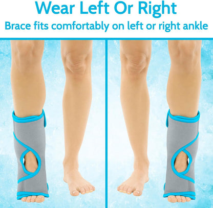 Vive Ankle Ice Pack Wrap - Foot Cold/Hot Compression Brace - Adjustable | Freeze Support for Cooling/Heating Achilles Injuries, Tendonitis, Plantar Fasciitis, Sore Feet, Inflammation, Muscle Sprain