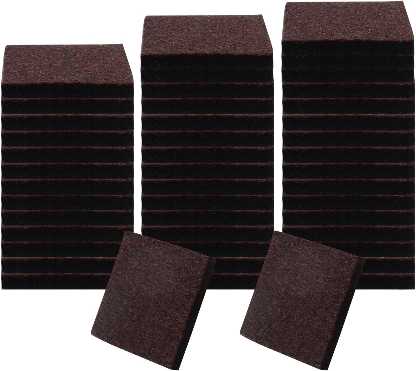 48 Pcs 1"/25mm Square Felt Furniture Pads, 5mm Thick, Brown | Self Adhesive, Anti Scratch Floor Protectors, For Furniture Feet Chair Legs
