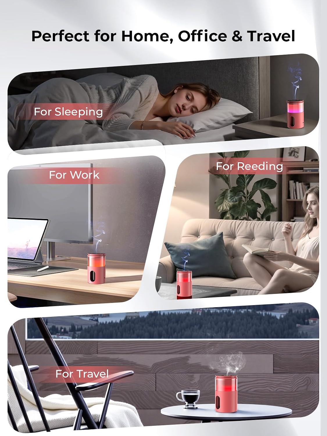 Waterless Essential Oil Diffuser: 𝟗-𝐂𝐨𝐥𝐨𝐫 𝐋𝐄𝐃 for Home