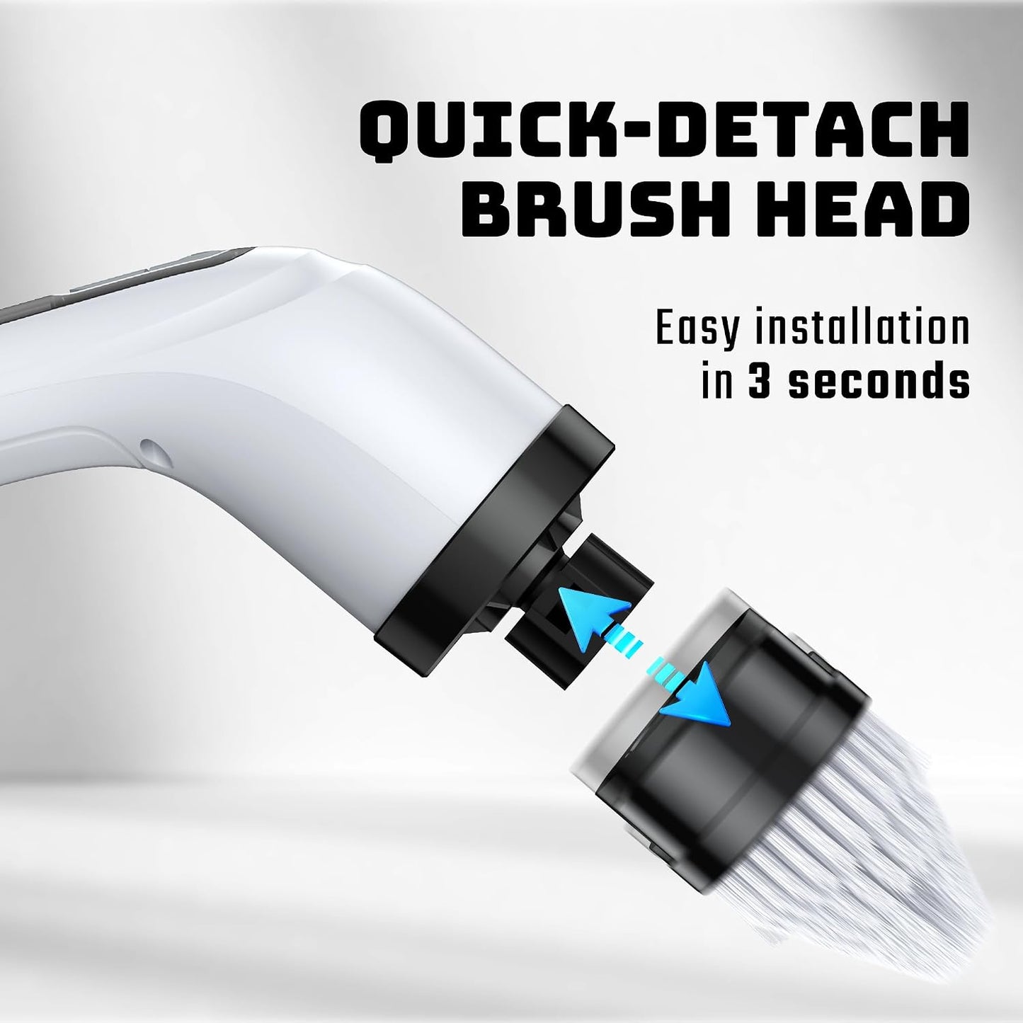 Electric Spin Scrubber for Bathroom: Shower Cleaner Brush with Long Handle (White1)