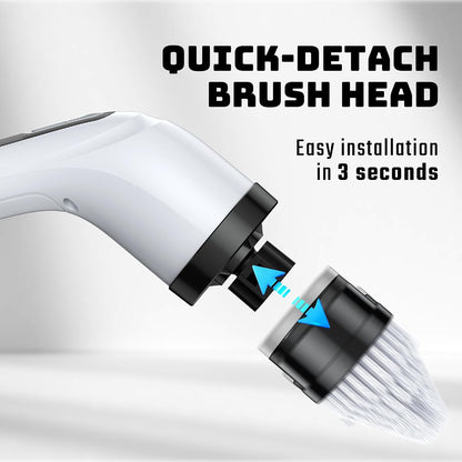 Electric Spin Scrubber for Bathroom: Shower Cleaner Brush with Long Handle (White1)