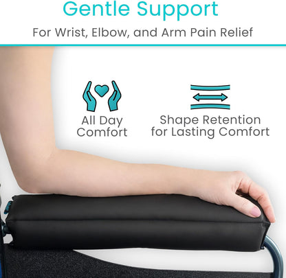 Vive Wheelchair Armrest Pads (2 PCS) - 2-in-1 Reversible Colors - Soft Cushion Arm Rest Accessories for Office Desk Transport Electric Wheel Chairs - Pressure Relief, Non-Slip - Easy-Clean Design