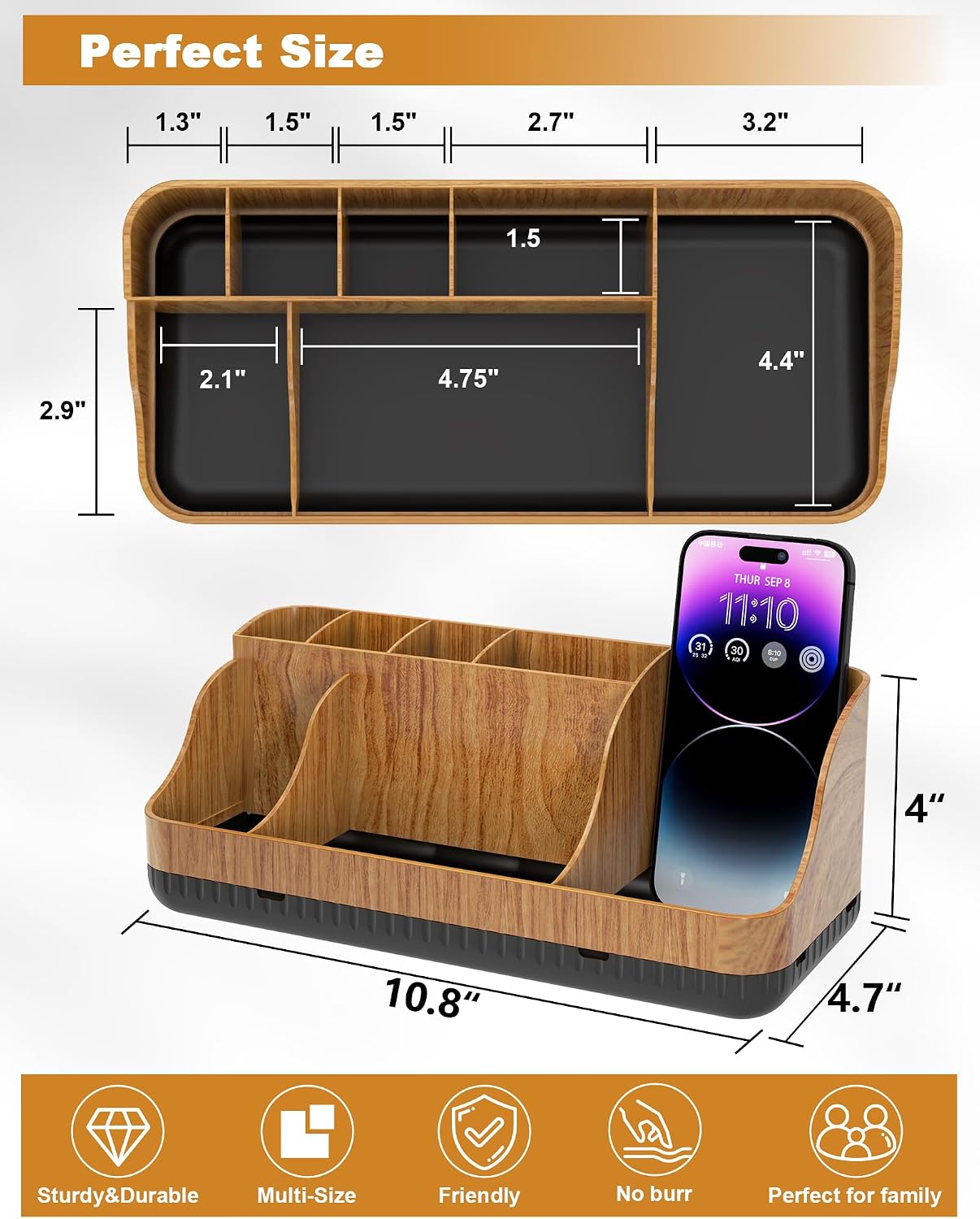 Bathroom Counter Organizer and Storage, 7 Slots Detachable Toothbrush Holders for Bathrooms, Anti-Slip Electric Toothbrush and Toothpaste Holder Countertop Vanity Organizer Accessories for Adults Kids