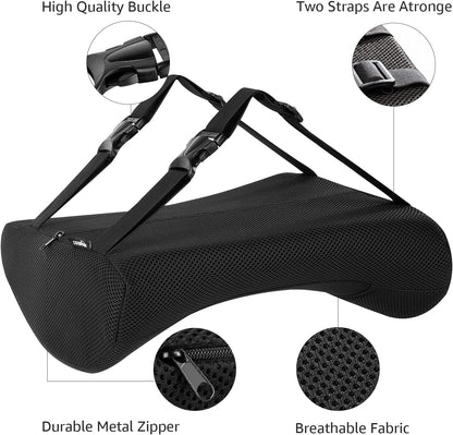 Amazon Basics Comfortable Seat Cushion & Lumbar Support for Office Chairs, Gel Enhanced Memory Foam, Non-Slip, Cooling, Portable, Pack of 2, Rectangular, Black