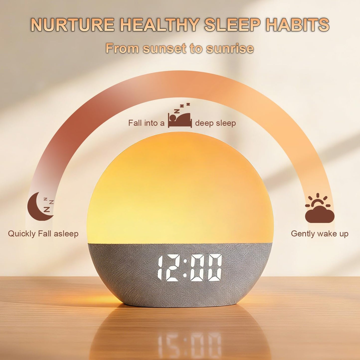 winshine Sunrise Alarm Clock with White Noise Sound Machine for Bedrooms | Wake Up Light,24 Sounds, FM Radio, Bluetooth Speaker,Sleep Sound Machine for Heavy Sleepers, Adults