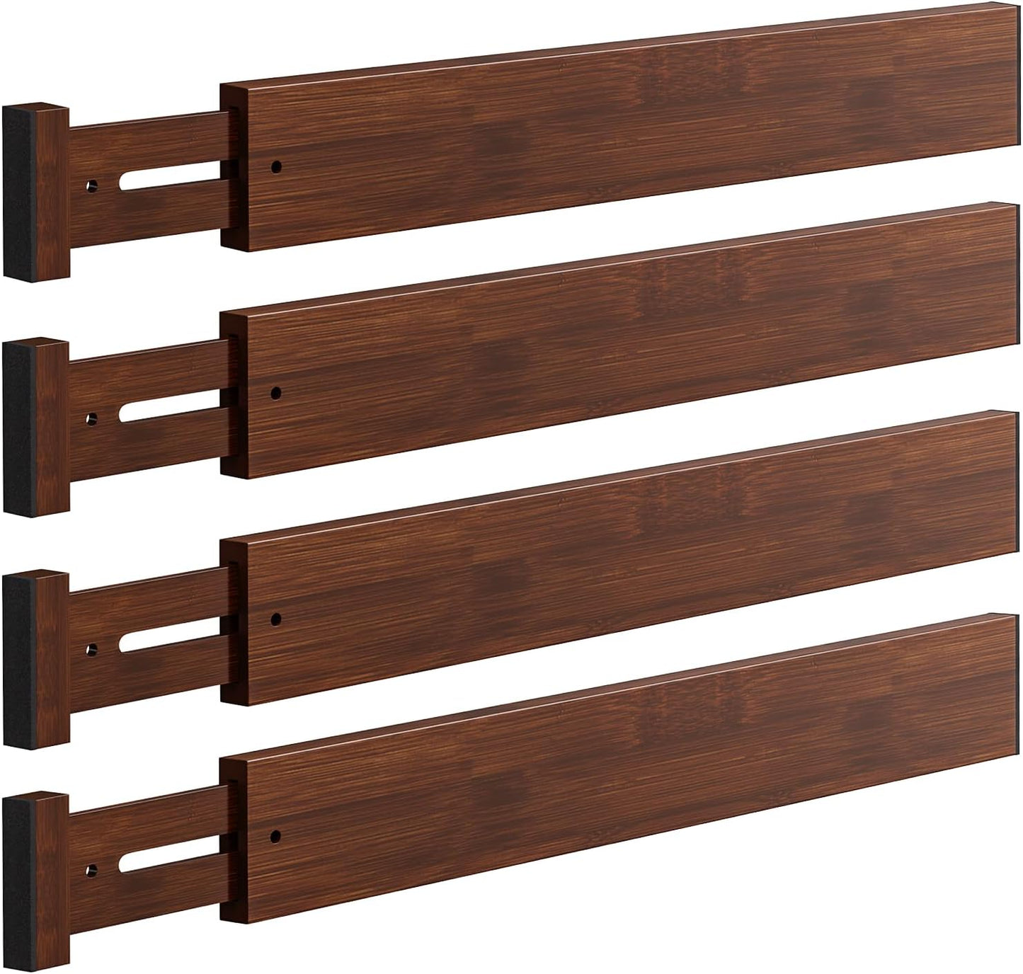 4 PCS Drawer Divider, 17"-22" Adjustable Bamboo Drawer Dividers Organizers, Expandable Separators for Kitchen, Clothes, Dressers, Home, Office