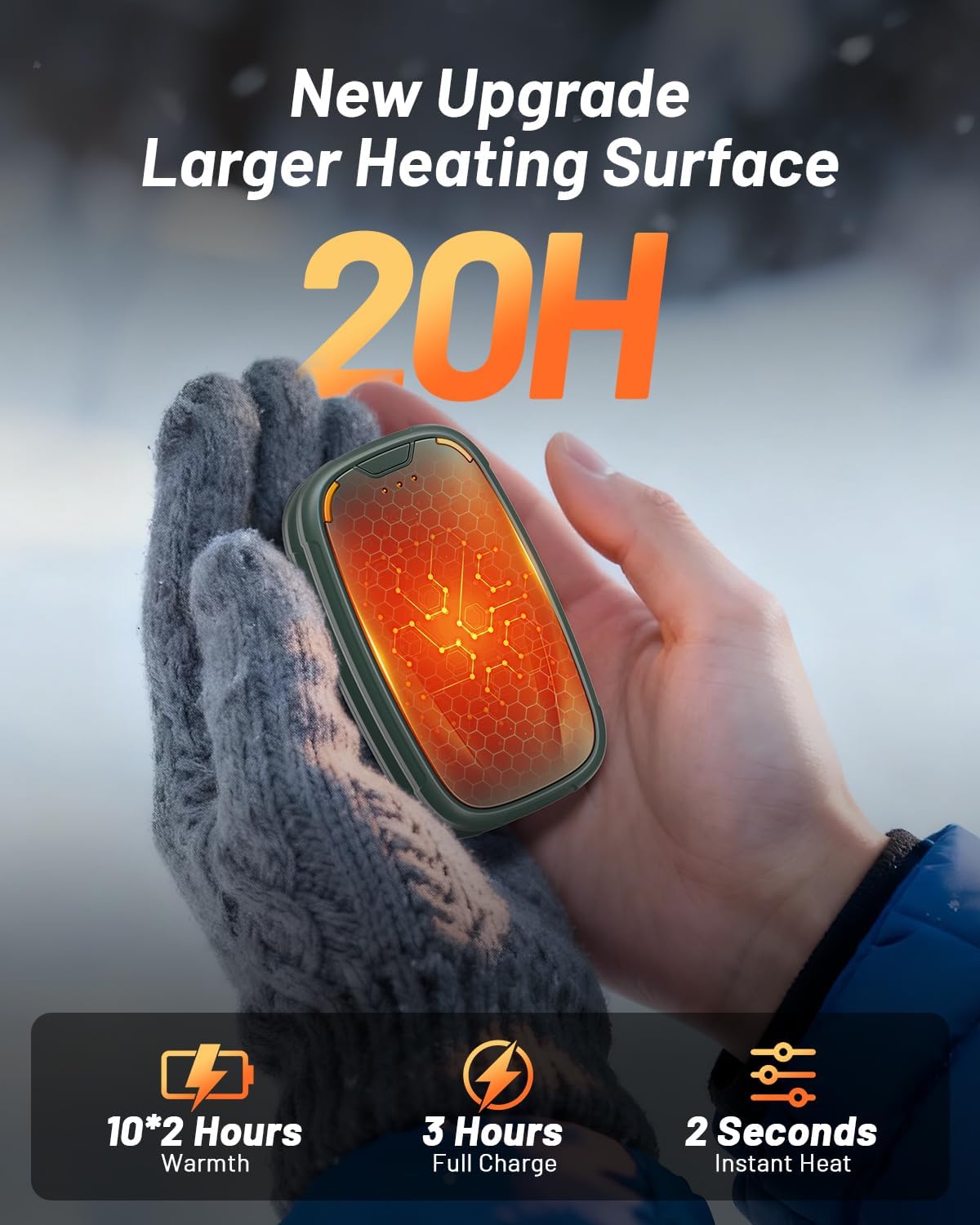 Hand Warmers Rechargeable 2 Pack, 3-Settings Rechargeable Hand Warmer, AI Smart Heating, Pocket Portable Electric Hands Warmer, Magnetic Handwarmers, A Winter for Kids and Loved Ones