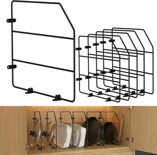 Baking Sheet Organizer Set of 6，17"x13" Vertical Tray Dividers for Kitchen Cabinets，Black Metal Cabinet Divider，Metal Wire Storage for Pans, Baking Trays and Cookware
