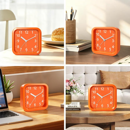 Loud Alarm Clock for Heavy Sleepers, 4.5" Simple Square Analog Alarm Clocks with Silent Movement Battery Operated Easy-to-Read Dial, Plastic Small Desk Clock for Bedroom Teens Seniors, Black
