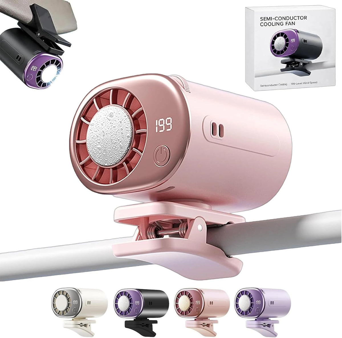 Clip On Air Conditioner Fan, 199 Speeds & 16°C Cooling (Purple)