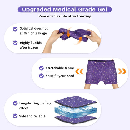 my novel things Migraine Relief Cap, Ice Headache Relief Mask Cold Cap Set