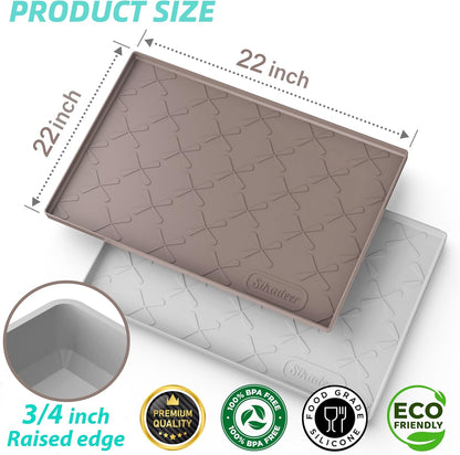 Waterproof Under Sink Mat 34" x 22", Silicone Mat Kitchen liner | BPA-Free Silicone Tray with Raised Lip Protect Cabinets from Leaks, Versatile Home Organizer for Bathroom, Pets, Boots, Floor