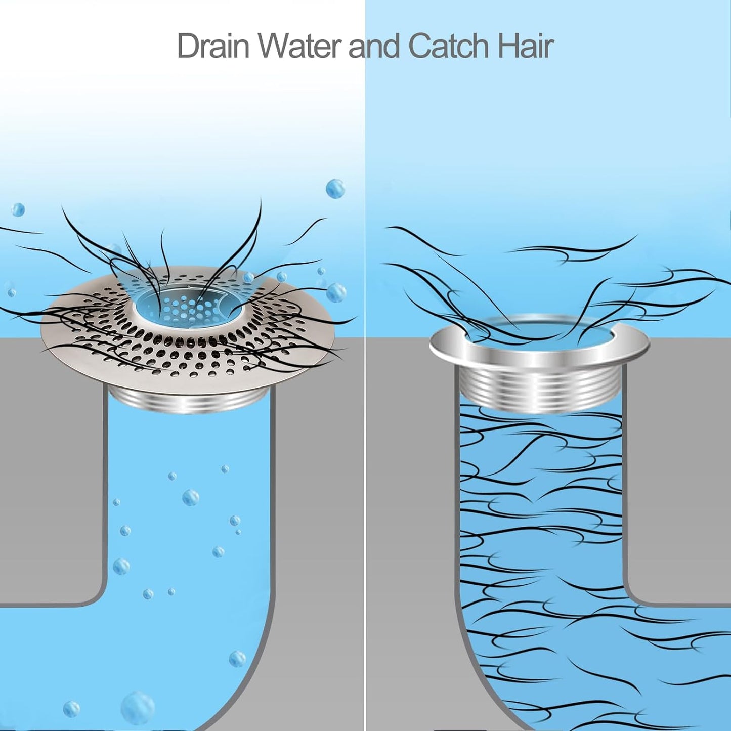 LEKEYE Drain Hair Catcher/Bathtub Shower Drain Hair Trap/Strainer Stainless Steel Drain Protector(Patented Product) | Stainless Steel