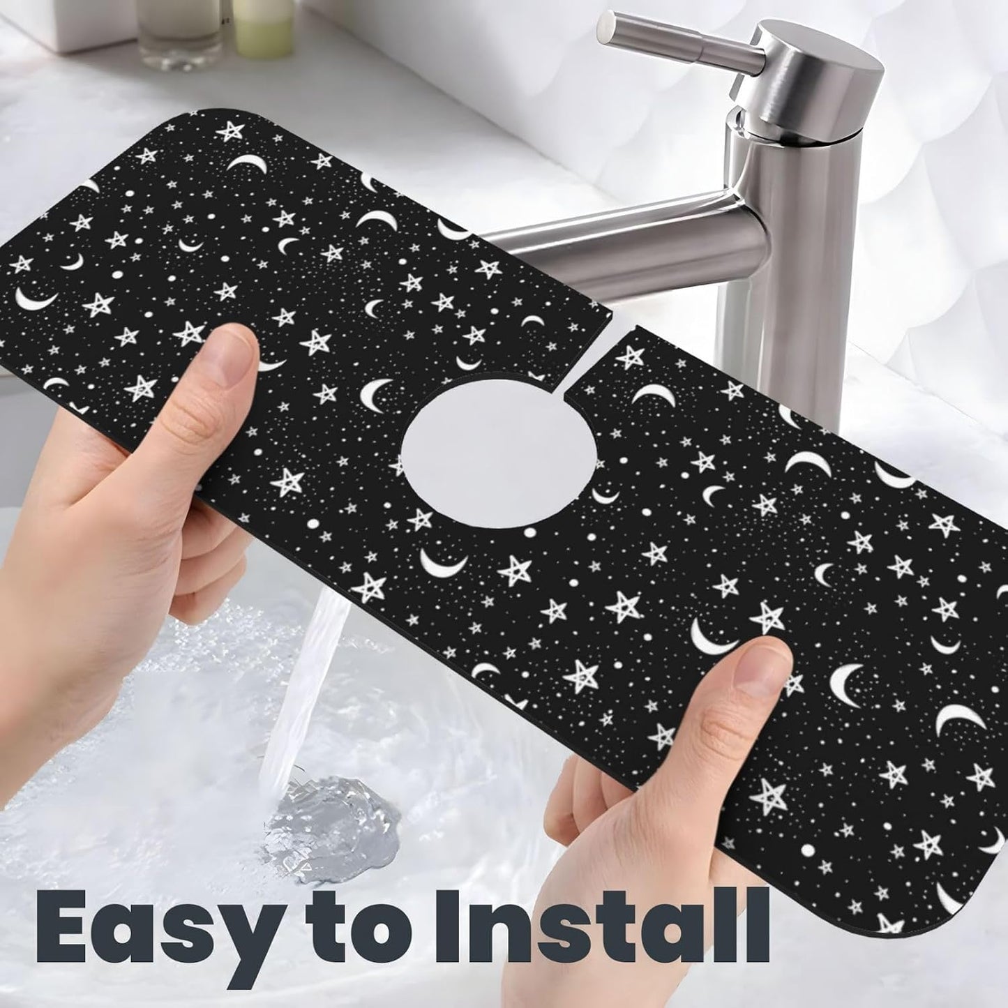 Abstract Flower Blooming Floral Watercolor Kitchen Sink Splash Guard Faucet Mat Super Absorbent Fast Drying Mat Sink Gadgets-Fast Drying Pad Sink Mat For Kitchen Bathroom (15" X 5.5" )