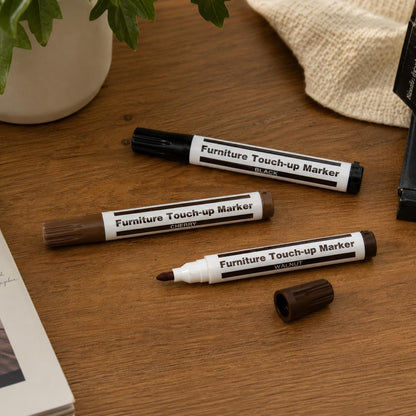Furniture Repair Wood Markers Set of 3, Black Cherry Walnut Touch Up Paint Markers for Scratches, Wood Floors, Tables, Cabinets & Furniture Restoration