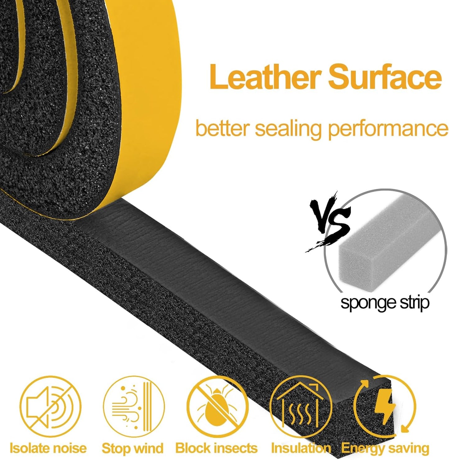 High Density Foam Tape Air Conditioner Window Seal, 1x1 Inch Thick Foam Stripe with Adhesive for Window AC Insulation, Weather Stripping for Doors and Windows Insulation, AC Foam Tape, White
