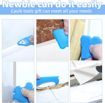 3 in 1 Silicone Caulking Tool, High Quailty Grout Removal Tool and Sealant Finishing Scraper with Stainless Steelhead, Caulk Remover Tool Kit for Window, Kitchen, Floor, and Sink Joint