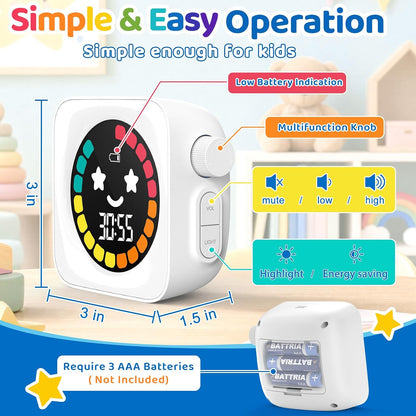 Visual Timer for Kids, 99 Minute Digital Cute Kids Visual Timer Classroom Timer for Homeschool Supplies Study Teaching Time Management Tool Countdown Productivity Timer, Blue, Colorful Display
