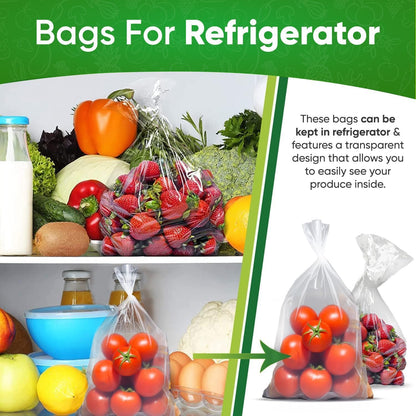 30-Pack (15M, 15L) Reusable Produce Bags for Refrigerator with Twist-Ties | Extend Shelf Life, Keeps Fruits, Vegetables & Herbs Fresh Longer, Reusable Vegetable Bags
