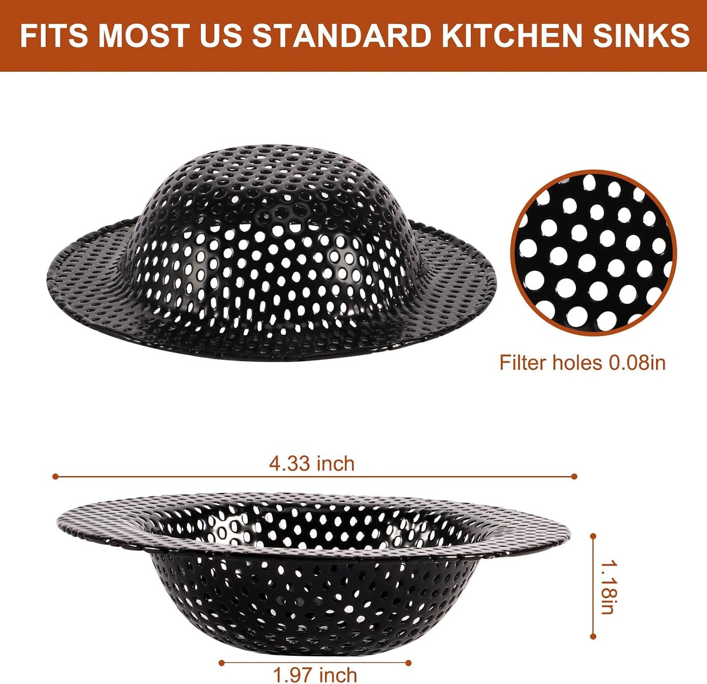 2 pcs Heavy Duty Stainless Steel Slop Basket Filter Trap, 2.75" Top / 1" Mesh Metal Sink Strainer,Perfect for Kitchen Sink/Bathroom Bathtub RV Wash Basin Floor Drain Balcony Drain Hole