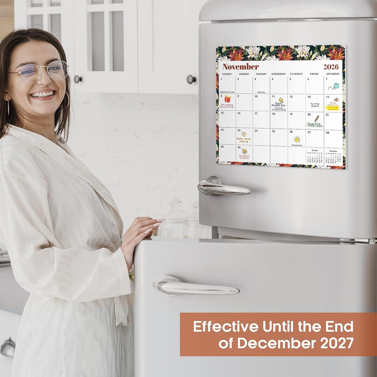 2026-2027 Magnetic Calendar for Refrigerator, Apr 2026-Dec 2027 | 21-Month Fridge Calendar 2026-2027 for Home Planning, Scheduling and Easy Organization, Greenery