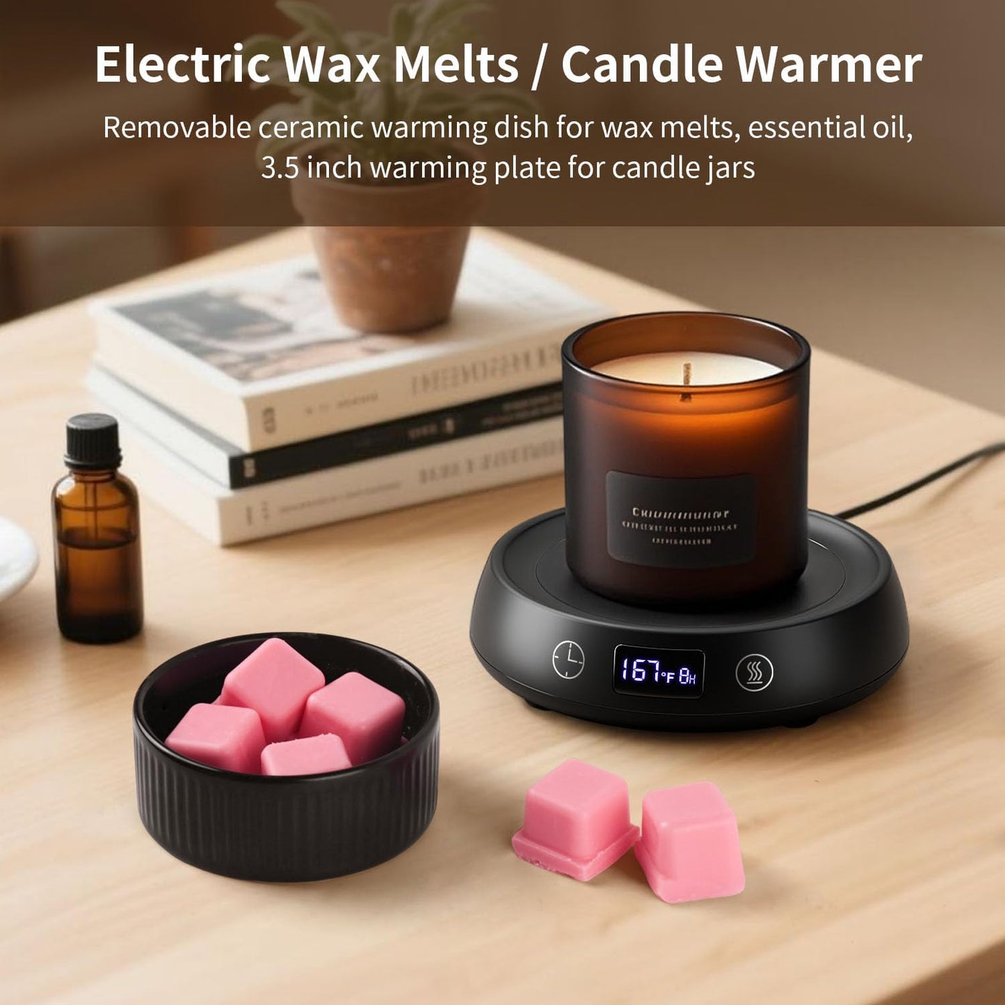 Candle Warmer,Wax Melt Warmer, Wax Warmer for Scented Wax, Wax Cube Burner | Wax Melter, 3 Temp Setting, 1-9H Auto Shut Off Timer, Electric Scented Wax Melter, Home Bedroom Office Use,Coffee Mug Warmer