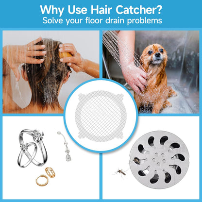 VIVIDLY 50 Pack Disposable Shower Drain Hair Catcher Stickers for Home | No scrubbing required after use, catches human & pet hair easily, fits bathroom kitchen tub & sink