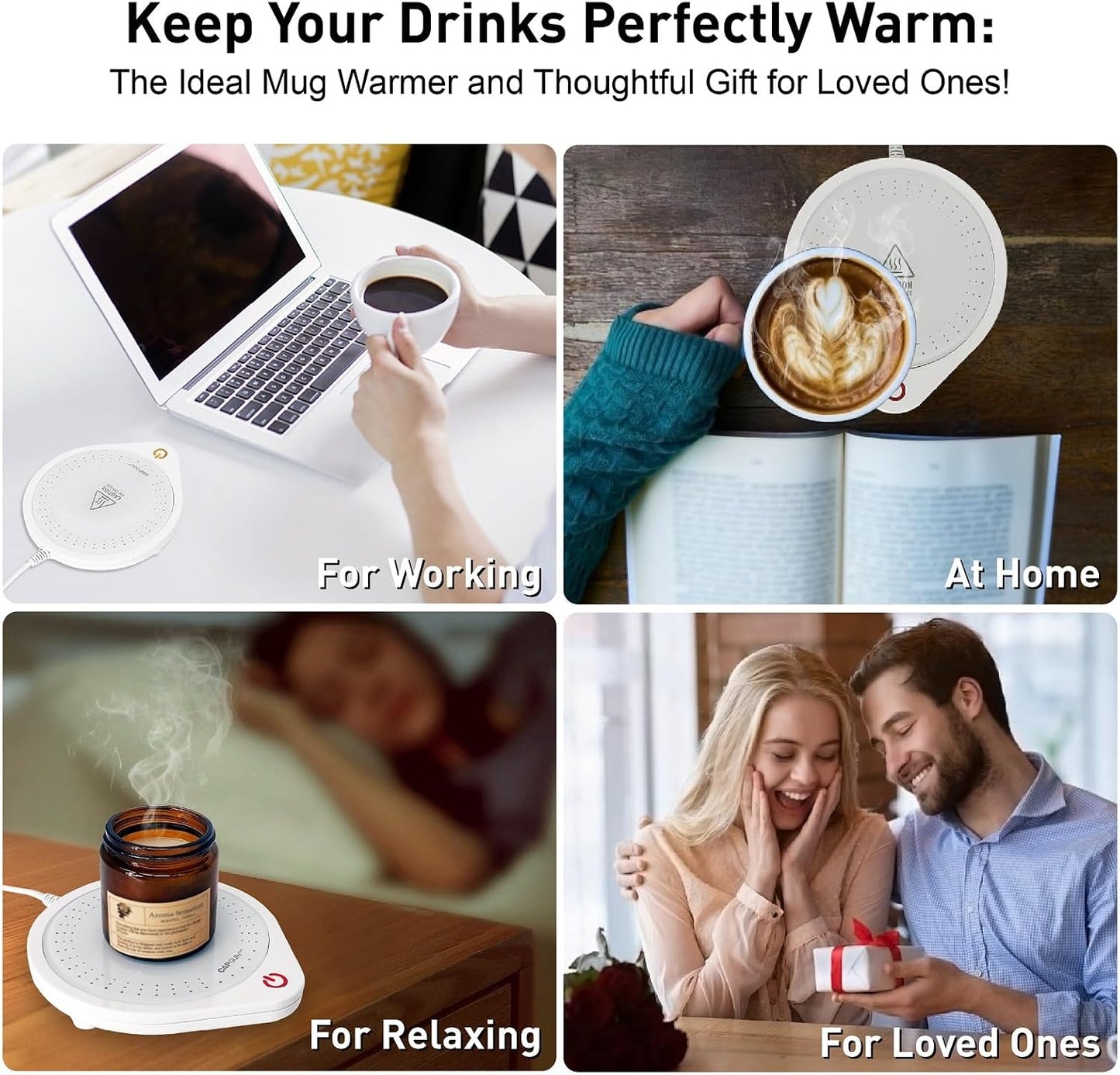 Coffee Mug Warmer,Electric Beverage Warmers, Cup Warmer for Heating Coffee, Beverage, Milk, Tea and Hot Chocolate (White)