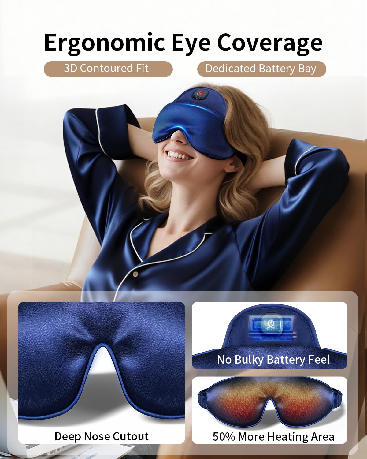 Stye Heated Eye Masks Cordless for Dry Eye Treatment Warm Pain Relief Compress Silk Heat Pack Eye Care Heating Pad for Migraine Blepharitis Dark Circles and Puffiness Sinus MGD Washable