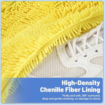 2 PCS Shoe Washing Machine Bags for Washer and Dryer, Grey + White | Reusable Laundry Shoe Bag, Hands Free, Hidden Self-locking Zipper, 360° Deep Cleaning, For Sneakers and All Shoes Types