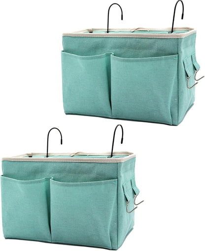 Bedside Caddy Bedside Hanging Storage Basket Multi-Function Organizer Caddy for Bunk and Hospital Beds Dorm Rooms Bed Rails, Can be Placed Glasses Books Mobile Phones（Navy Blue）