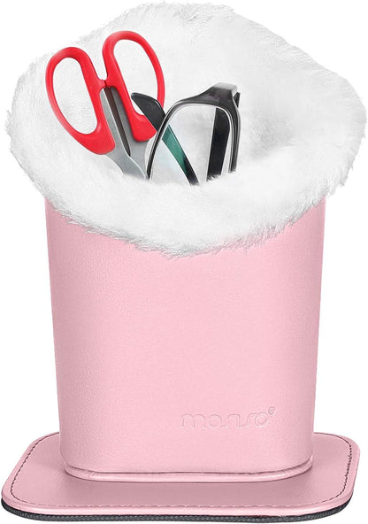 MOSISO Eyeglasses Holder for Women, Plush Lined PU Leather Glasses Case | Eyeglasses Holder with Magnetic Base, Anti-Scratch Storage for Desk
