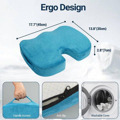 Season Guard Gel Memory Foam Seat Cushion for Tailbone Pain Relief, Black